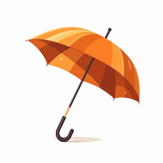 Colorful Orange Umbrella With Bentwood Design Flat Vector Art Illustration