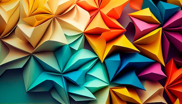 Colorful origami paper as abstract wallpaper background Generative Ai