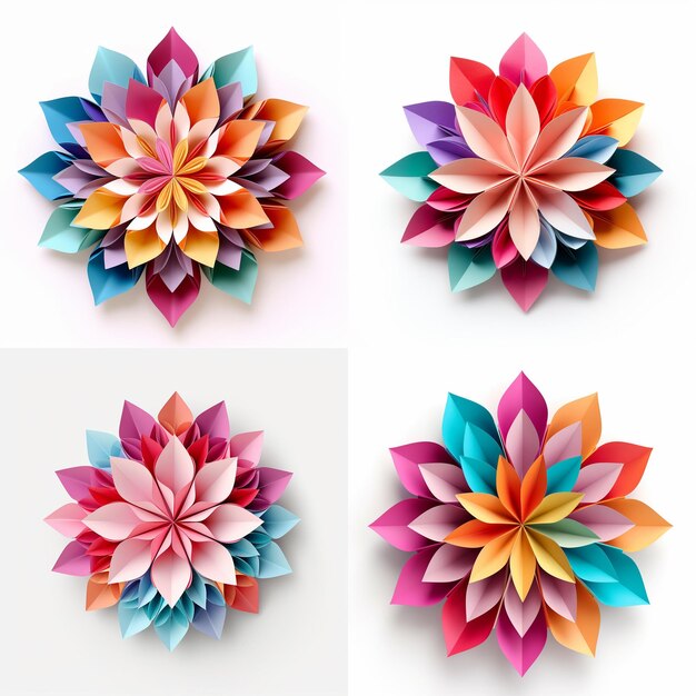 Photo colorful origami paper flower shape