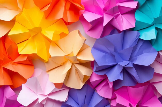 Photo colorful origami paper on a white background