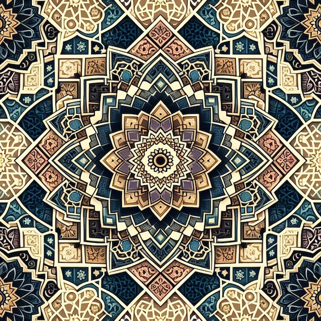 colorful ornamental floral pattern in the style of art period