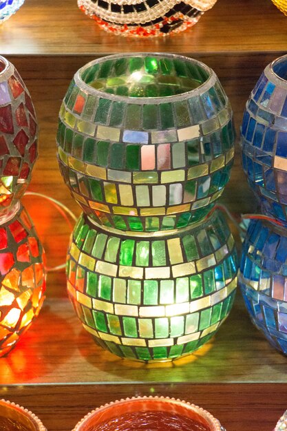 Colorful ottoman style mosaic lamps