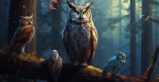 Colorful Owl in the Forest Company