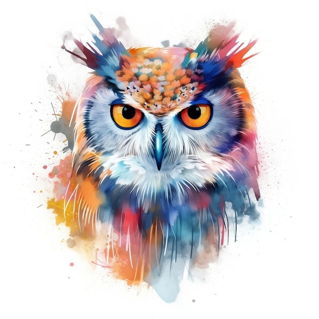 Colorful Owl Portrait AI