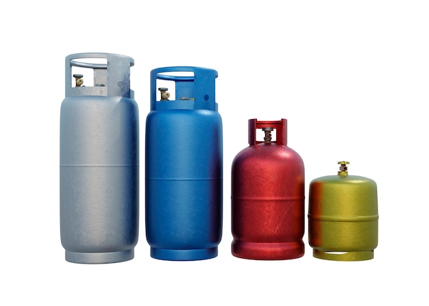 Photo colorful oxygen tanks assortment