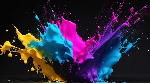 Photo colorful paint on a black background