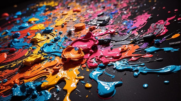 Photo colorful paint on a black background