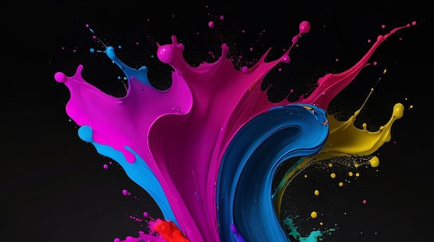 Photo colorful paint on a black background