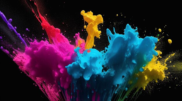 Photo colorful paint on a black background