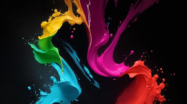 colorful paint on a black background