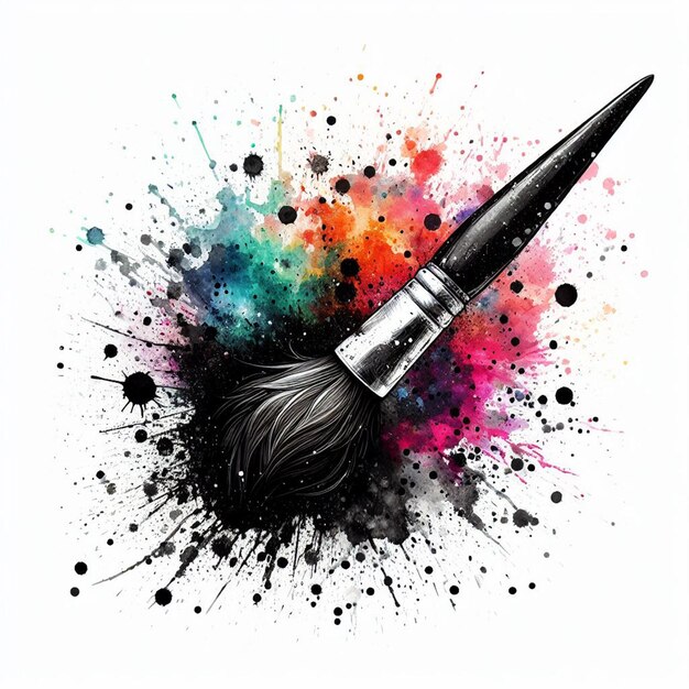 Photo colorful paint brush splash watercolor