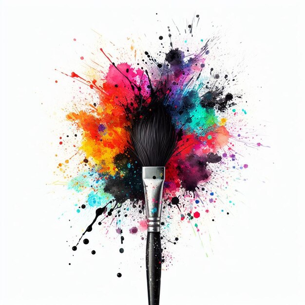 colorful paint brush splash watercolor