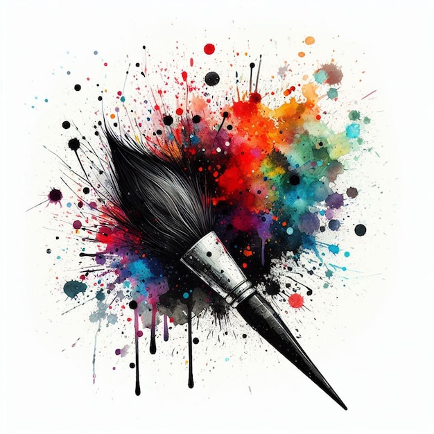 colorful paint brush splash watercolor