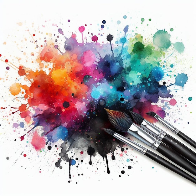 colorful paint brush splash watercolor