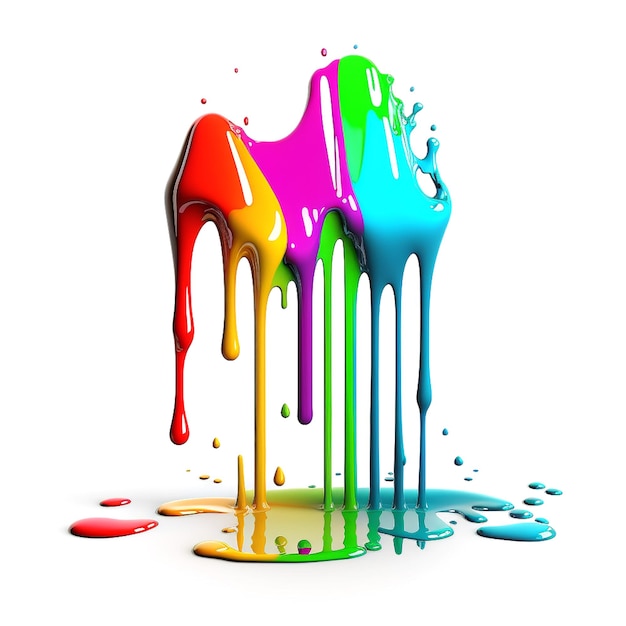 Colorful paint dripping Abstract color splash isolated on white background