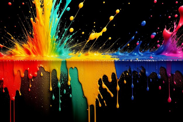 Photo colorful paint dripping on the wall abstract background for design ai generated