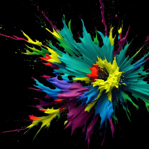 Colorful paint explosion on a black background