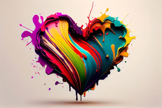 Colorful paint love heart shape for Valentine's Day Generative AI