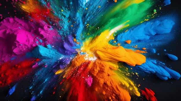 Colorful paint splash on black background Abstract colorful background Colorful background