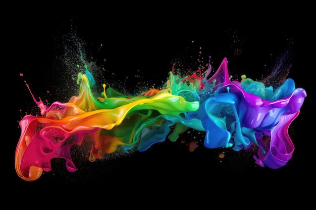 Colorful paint splash on black background Generative AI