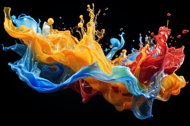 Colorful paint splash on black background