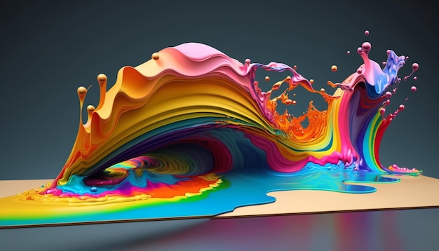 Colorful paint splash in the paper Rainbow colors element design Generative AI