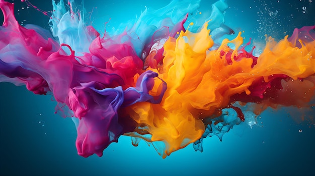 Colorful paint splash in water