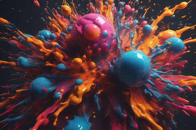 colorful paint splash in water