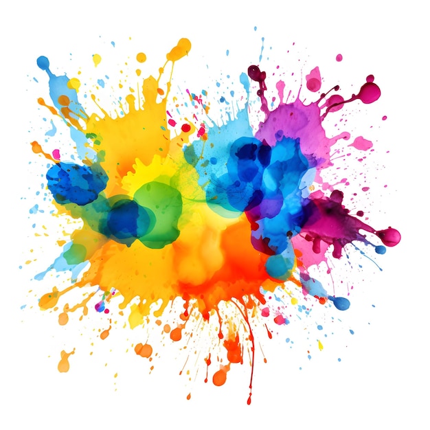 Colorful Paint Splash on White Background