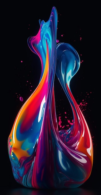 Colorful paint splashes on black background