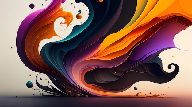 Colorful paint splashes on a dark background 3d rendering