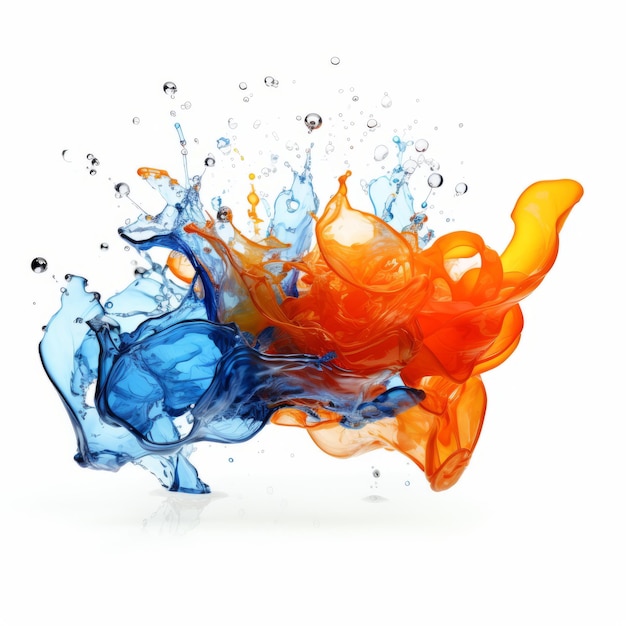 Colorful paint splashes isolated on white background 3d render