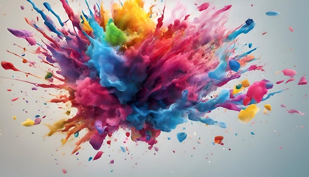 Colorful paint splashes isolated on white background 3d rendering