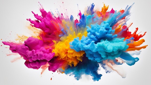 Colorful paint splashes isolated on white background