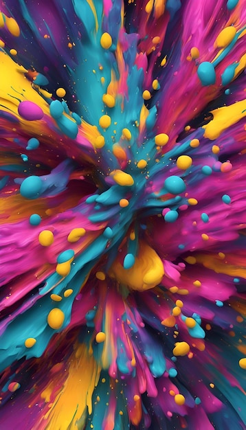 Colorful paint splashes on a white background 3d rendering