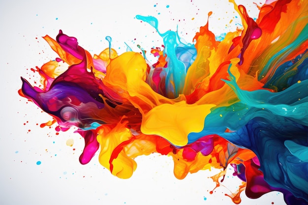 Colorful paint splashes on white background Abstract colorful background Abstract colorful background Liquid paint AI generated