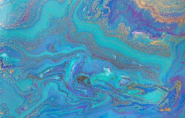 Colorful paint splashes with golden smudges