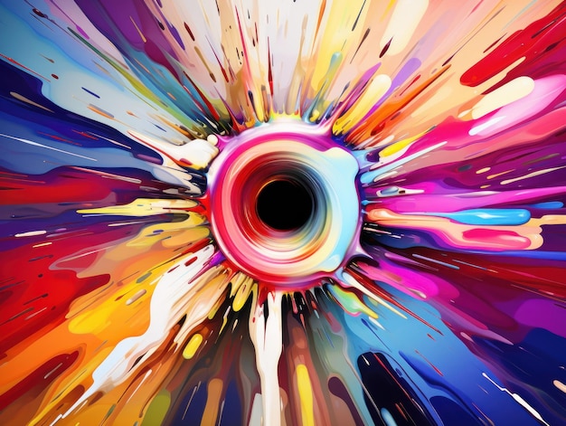 Foto una vernice colorata che schizza attorno a un cerchio
