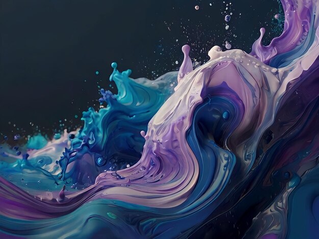 Colorful paint splashing on black background 3d render illustration