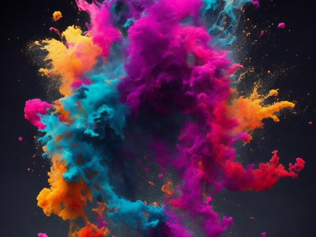 Colorful paint splashing into the air