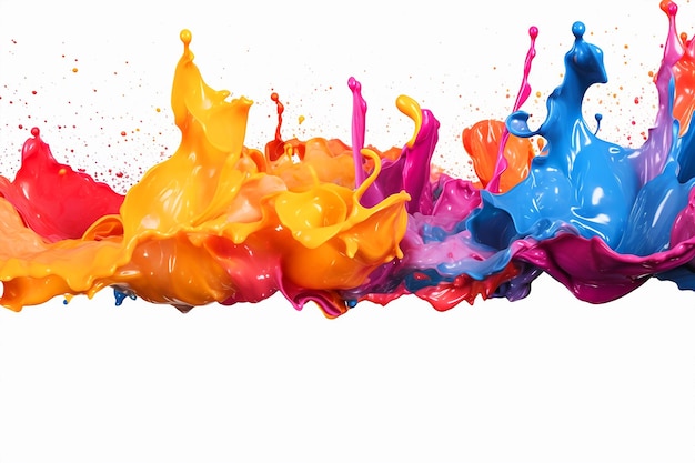 A colorful paint splashing into a white background