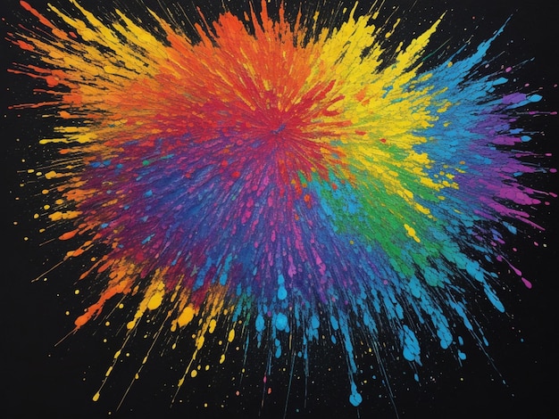 Colorful paint splatter on black background