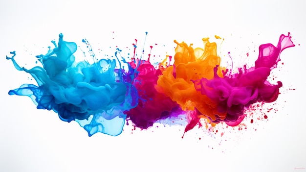 Colorful paint splatter on white isolated background