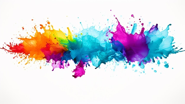 Colorful paint splatter on white isolated background