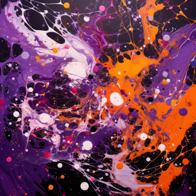 a colorful paint splattered on a black surface