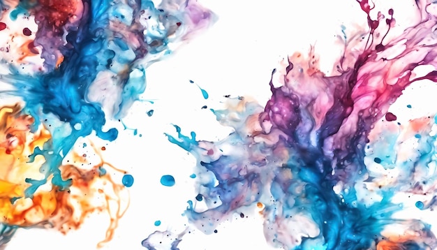 Colorful paint stains Watercolor spots on a wet white background Design of multicolored blots
