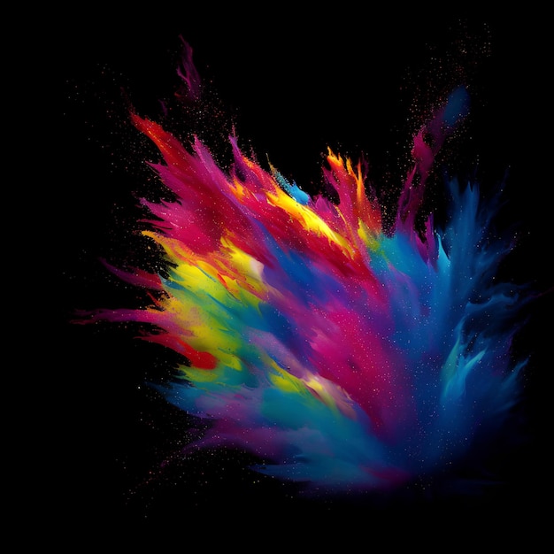 A colorful paint that is on a black background