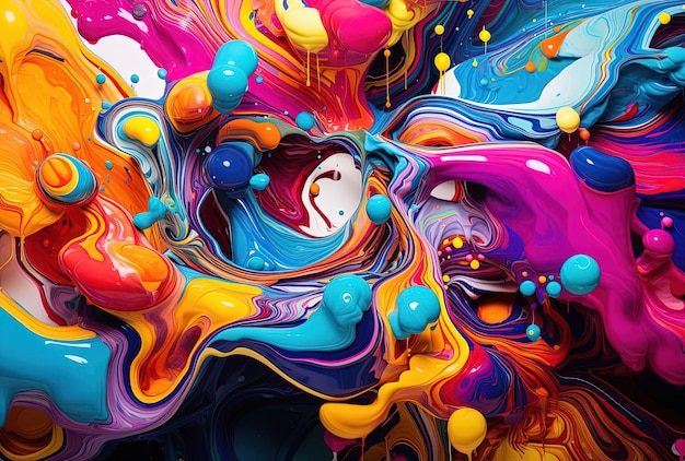 colorful paint with swirling colors in the style of realistic hyperdetail
