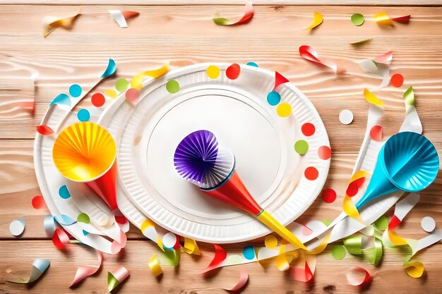 Photo colorful paintbrush on a plate with colorful candy on it