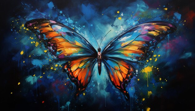 colorful painted butterfly with wings spread out